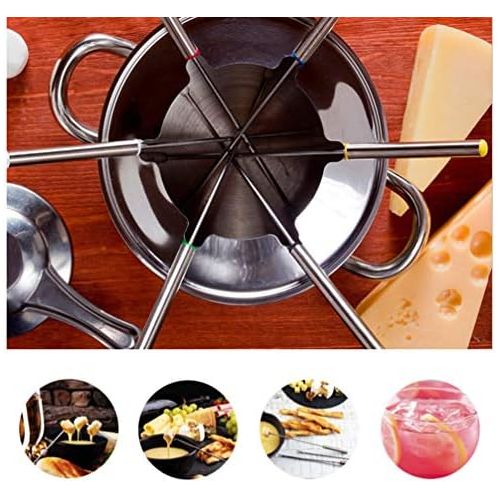  [아마존베스트]Hemoton Set of 6 Stainless Steel Barbecue Forks Fondue Forks with Heat-Resistant Handle for Chocolate Fountains Cheese Fondue Marshmallows