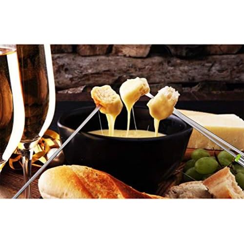  [아마존베스트]Hemoton Set of 6 Stainless Steel Barbecue Forks Fondue Forks with Heat-Resistant Handle for Chocolate Fountains Cheese Fondue Marshmallows