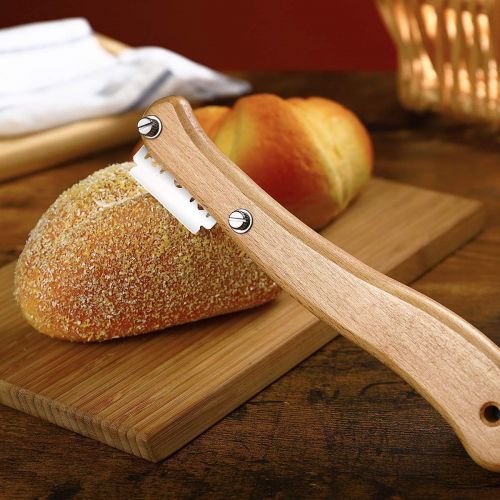  [아마존베스트]Hemoton Bakers Knife Baguette Knife with 5 Razor Blade Dough Knife, Pretzel Knife, Cake Cutter Scoring Knife for Loaf Cake Toast