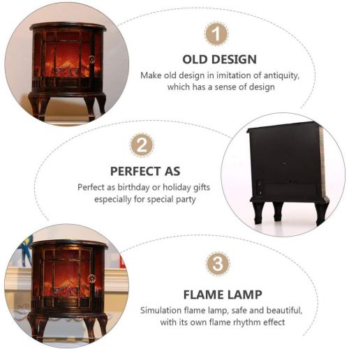  HEMOTON Electric Fireplace Lantern for Indoor Use Portable Mini Fireplace Fake Cardboard Fireplace Tabletop Fireplace for The Living Room Night Light Decor Without Battery