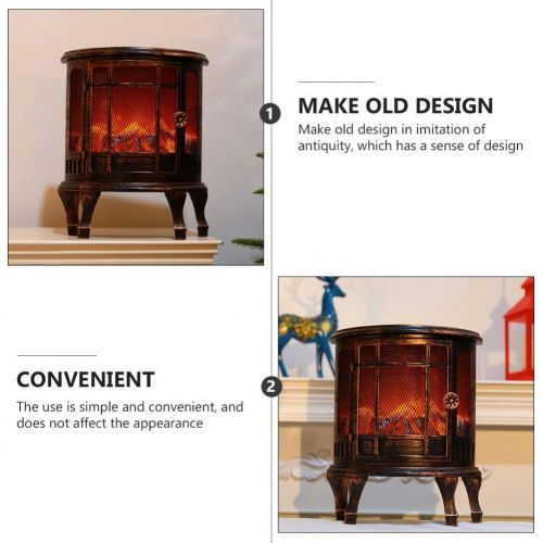  HEMOTON Electric Fireplace Lantern for Indoor Use Portable Mini Fireplace Fake Cardboard Fireplace Tabletop Fireplace for The Living Room Night Light Decor Without Battery