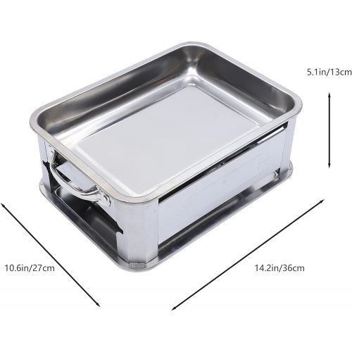  Hemoton Wood Burning Camp Stoves Stainless Steel Camping Stove with Fish Tray Picnic Cooker for Outdoor Camping Hiking Cooker 3627cm