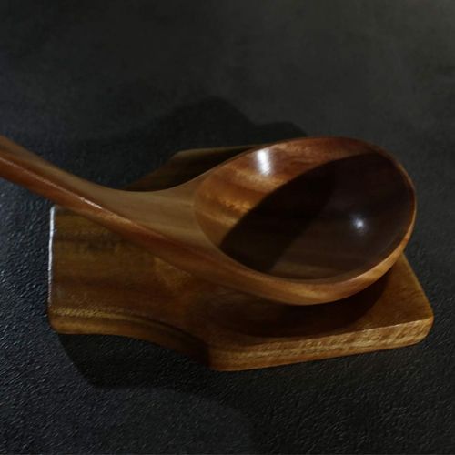  HEMOTON Wooden Spoon Rest Decorative Kitchen Spoon Holder Cooking Utensils Stand for Kitchen Stoves Countertops Wood Color