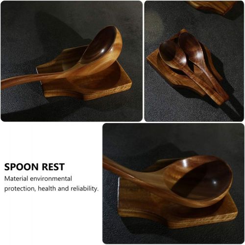  HEMOTON Wooden Spoon Rest Decorative Kitchen Spoon Holder Cooking Utensils Stand for Kitchen Stoves Countertops Wood Color