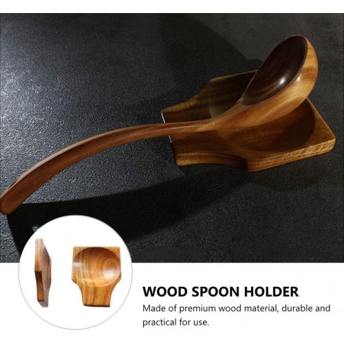  HEMOTON Wooden Spoon Rest Decorative Kitchen Spoon Holder Cooking Utensils Stand for Kitchen Stoves Countertops Wood Color