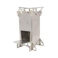 HEMOTON Outside Wood Stove Stainless Steel Foldable Wood Burning Camping Stove Cooking Tool for Outdoor Garden Picnic BBQ