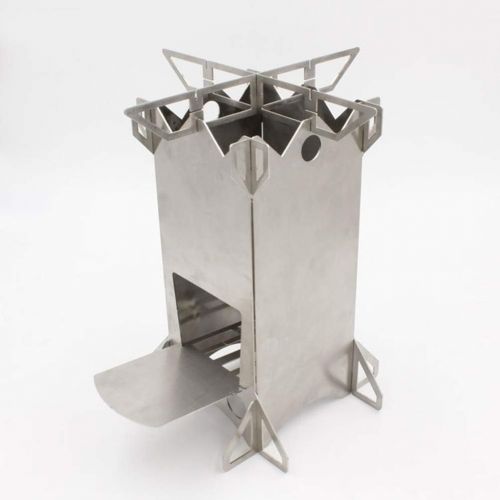  HEMOTON Outside Wood Stove Stainless Steel Foldable Wood Burning Camping Stove Cooking Tool for Outdoor Garden Picnic BBQ