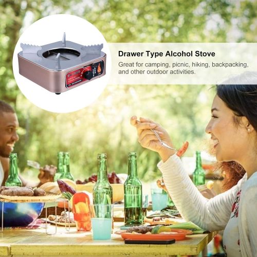  HEMOTON Camping Stove Portable Wood Stove Drawer Type Stainless Steel Burning Stove for Outdoor Backpacking Hiking Traveling Picnic BBQ