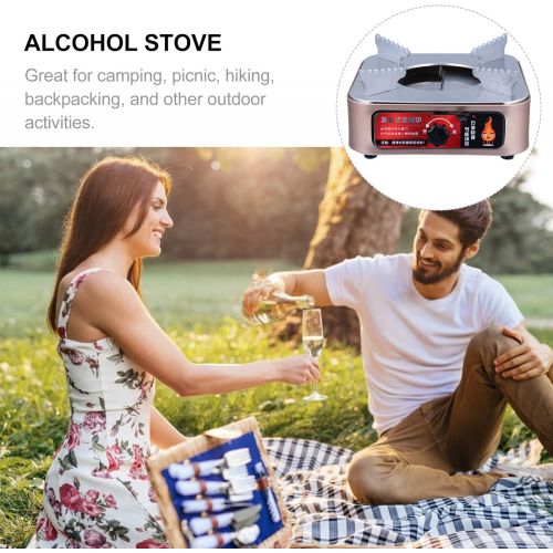  HEMOTON Camping Stove Portable Wood Stove Drawer Type Stainless Steel Burning Stove for Outdoor Backpacking Hiking Traveling Picnic BBQ