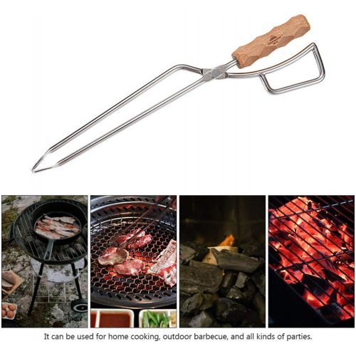  HEMOTON Stainless Steel Charcoal Clip Fireplace Log Tongs Log Claw Grabber for Wood Stove Outdoor Long Logs Tweezers for Fire Pit Campfire Fire Place Accessories