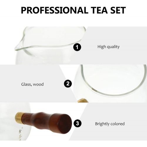  HEMOTON Glass Teapot Stovetop Milk Pan Clear Butter Warmer with Wood Handle Coffee Making Bowl Spouted Pan Office Boil Tea Service 350ml