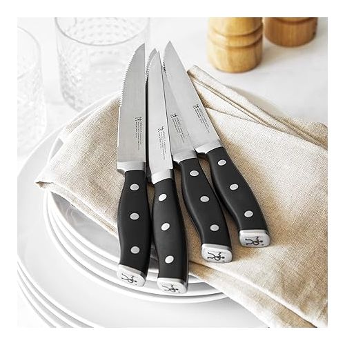  HENCKELS Forged Accent Razor-Sharp Steak Knife Set of 4, Black, German Engineered Knife Informed by over 100 Years of Mastery