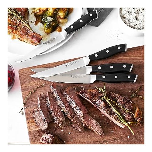  HENCKELS Forged Accent Razor-Sharp Steak Knife Set of 4, Black, German Engineered Knife Informed by over 100 Years of Mastery