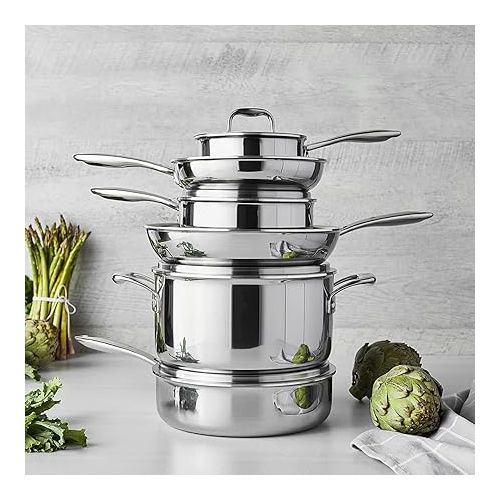  HENCKELS Clad Impulse 10-pc 3-Ply Stainless Steel Pots and Pans Set, Cookware Set, Fry Pan, Saucepan with Lid, Saute Pan with Lid, Dutch Oven with Lid, Stay-Cool Handles, Induction Stove Compatible