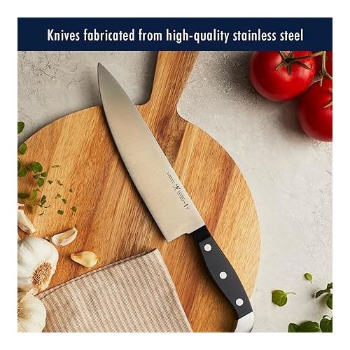  Henckels International Statement 14-pc Self-Sharpening Knife Block Set | 6 Steak Knives, Paring Knife, Santoku Knife, Bread Knife, Chef’s Knife, & More