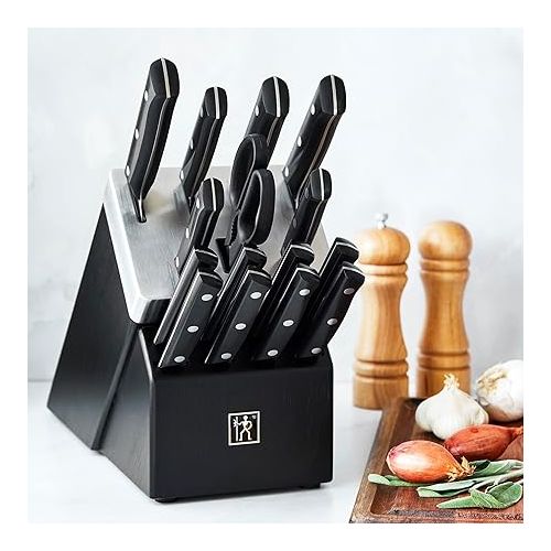  HENCKELS Solution Razor-Sharp 16-pc Self Sharpening Knife Block Set, Chef Knife, Bread Knife, Steak Knife, German Engineered Informed by 100+ Years of Mastery