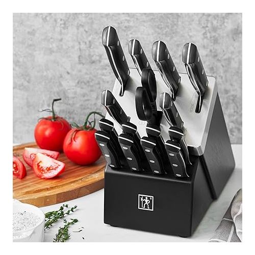  HENCKELS Solution Razor-Sharp 16-pc Self Sharpening Knife Block Set, Chef Knife, Bread Knife, Steak Knife, German Engineered Informed by 100+ Years of Mastery