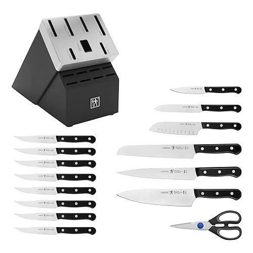  HENCKELS Solution Razor-Sharp 16-pc Self Sharpening Knife Block Set, Chef Knife, Bread Knife, Steak Knife, German Engineered Informed by 100+ Years of Mastery