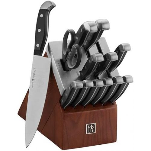  HENCKELS Statement 14-piece Self-Sharpening Knife Set with Block, Chef Knife, Paring Knife, Bread Knife, Steak Knife Set, Dark Brown, Stainless Steel