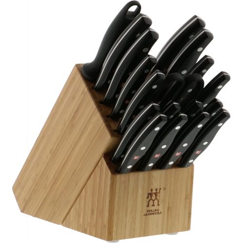  HENCKELS ZWILLING Twin Signature 19-pc Kitchen Knife Set with Block, Chef Knife, Professional Chef Knife Set, German Knife Set Light Brown