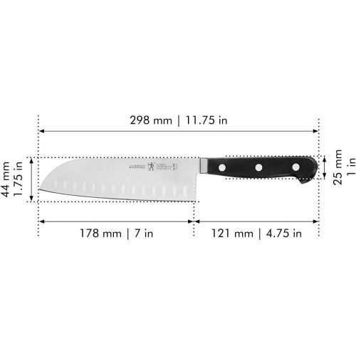  HENCKELS Classic Hollow Edge Santoku Knife, 7-Inch, Black, Stainless Steel