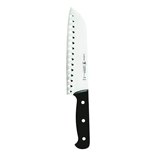  HENCKELS Fine Pro Hollow Edge Santoku Knife, 7-inch, Black/Stainless Steel