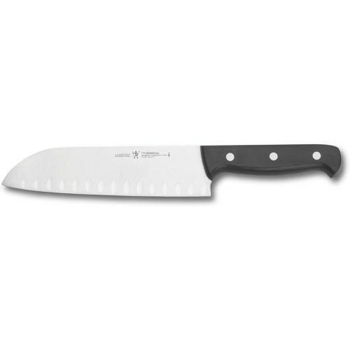  HENCKELS Fine Pro Hollow Edge Santoku Knife, 7-inch, Black/Stainless Steel