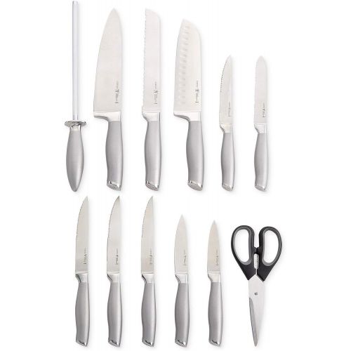  HENCKELS Modernist 13-pc Knife Set with Block, Chef Knife, Paring Knife, Steak Knife, Black, Stainless Steel