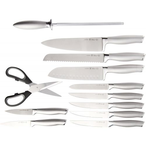  HENCKELS Modernist 13-pc Knife Set with Block, Chef Knife, Paring Knife, Steak Knife, Black, Stainless Steel