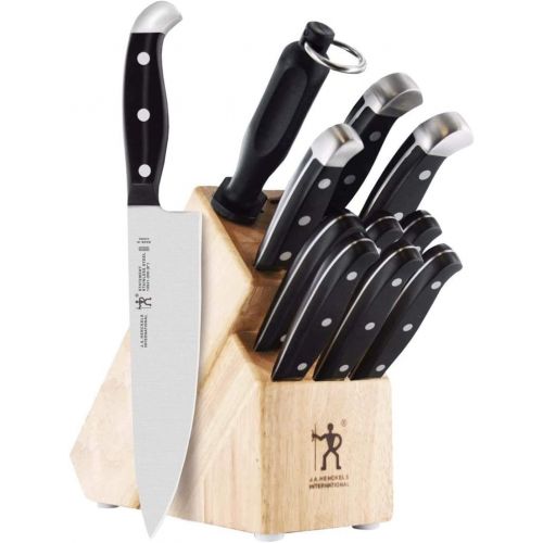  HENCKELS Statement 12-pc Kitchen Knife Set with Block, Chef’s Knife, Steak Knife Set, Bread Knife, Kitchen Knife Sharpener, Light Brown