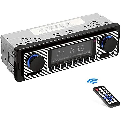  [아마존베스트]-Service-Informationen Classic Car Stereo Bluetooth Car Radio 2 Knob Single DIN 60WX4 FM Hands-Free Car Radio Classic Car MP3 AUX USB U-Disk Audio with Remote Control