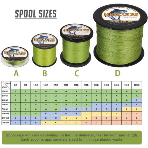  [아마존베스트]HERCULES Braided Fishing Lines PE Superline 100-2000m 109-2187yds 6-100lbs Test 4 Strands