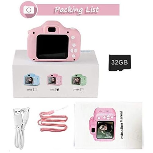  [아마존베스트]HEROPI Kids Digital Camera 1080P HD Video Digital Camera with 2 Inch LCD Screen 32G Memory Card H-017