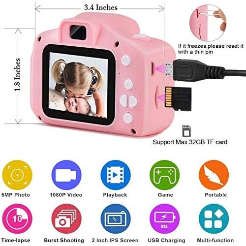  [아마존베스트]HEROPI Kids Digital Camera 1080P HD Video Digital Camera with 2 Inch LCD Screen 32G Memory Card H-017