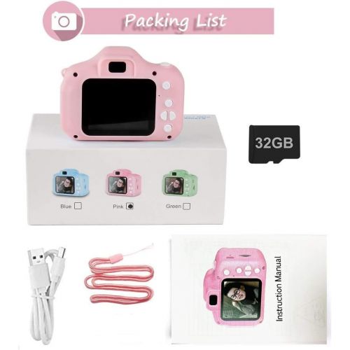  [아마존베스트]HEROPI Kids Digital Camera 1080P HD Video Digital Camera with 2 Inch LCD Screen 32G Memory Card H-017