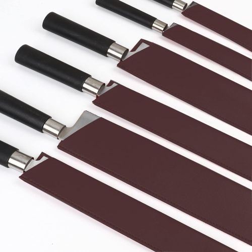  HERSENT Knife Sheath, Knife Guard, Knife Sleeve, Knife Holder Sleeve, Waterproof Knife Covers,Professional Knife Edge Guard,Universal Blade Covers,Set Of 6 (Brown)