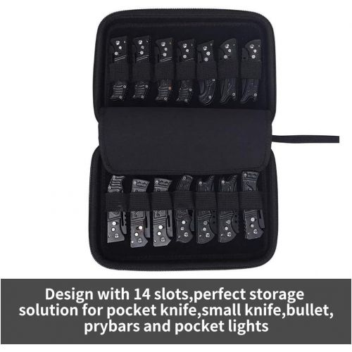  HERSENT Knife Display Case, Folding Knife Holder, Butterfly Knives Storage Organizer, Large Pocket Knife Storage Case, Oxford Small Knife Roll Pouch Carrier Bag for Survival Tactical Outdo