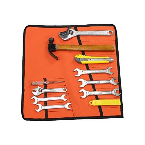  [아마존베스트]Hersent Heavy Duty Oxford Tool Roll Pouch Wrench Holder Organizer Bag With 12 Pockets Set Of 4(HGJ73) (Brown)
