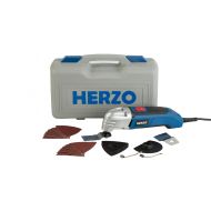 HERZO Power Oscillating Tool 2.5 Amp, 6 Variable Speed, 18pcs Accessories Includes Cutting Discs, Blades, Sander Sheets - Red Line