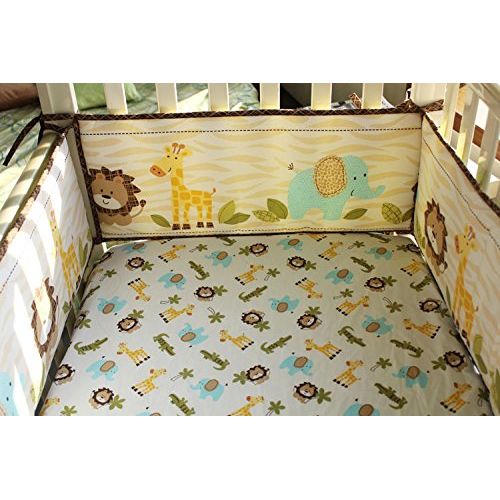  HESEAM Cute Lion Safari Baby Boy 7 Pieces Nursery Crib Bedding Set With Bumper