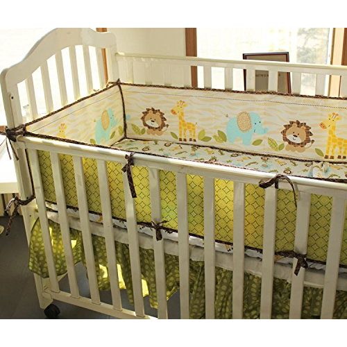  HESEAM Cute Lion Safari Baby Boy 7 Pieces Nursery Crib Bedding Set With Bumper