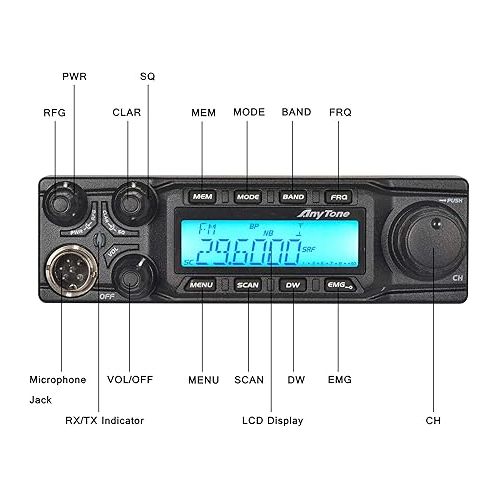  AnyTone AT-6666 10 Meter Radio High Power 15W/45W/60W 40CH Mobile Transceiver SSB(PEP)