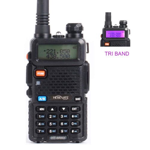 HESENATE HT-5RX3 Tri-Band Handheld Transceiver 136-174MHz 220-260MHz400-520MHz Two Way Radio Walkie Talkie (HAM)