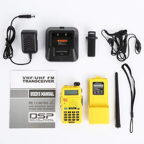  HESENATE HT-UV8R Plus Tri-Power 841W Two Way Radio W3800mAh Large Battery Walkie Talkie (Yellow)