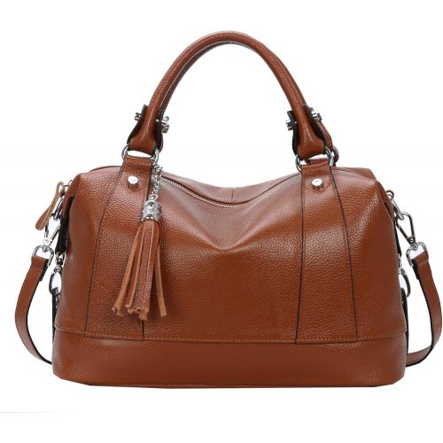  [아마존핫딜][아마존 핫딜] Amazon Heshe Leather Shoulder Bag Womens Tote Top Handle Handbags Cross Body Bags for Office Lady (Dark Brown)
