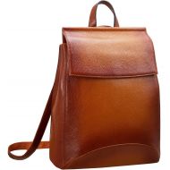 HESHE Heshe Womens Leather Backpack Casual Style Flap Backpacks Daypack for Ladies (Sorrel)