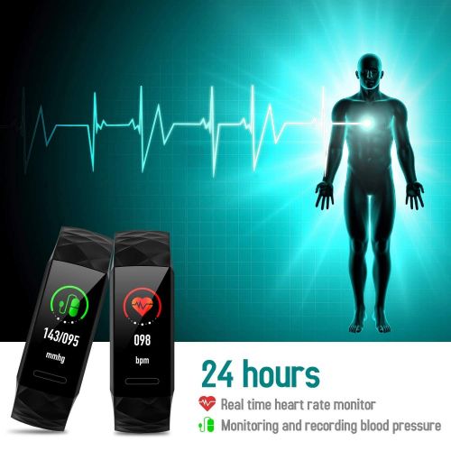  HETP Fitness Armband mit Blutdruck, Fitness Tracker Uhr Pulsmesser Wasserdicht IP67 Blutdruckmesser Schrittzahler Uhr Stoppuhr Sport GPS Aktivitatstracker Schlafmonitor fuer Kinder