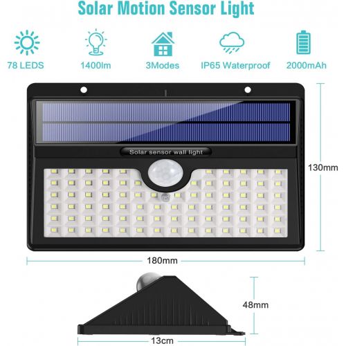  [아마존 핫딜] [아마존핫딜]Solarleuchte fuer Aussen, [2 Stueck] HETP 78 LED Solarlampe Aussen 180° Superhelle Solarleuchte mit Bewegungsmelder Sicherheitswandleuchte 3 Modi [2000mAh] Wasserdichte Wandleuchte Gar