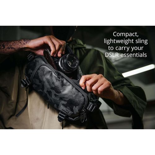  HEX Ranger DSLR Sling, Black, with Adjustable Carry Straps, Collapsible Interior Dividers & More, Blackout Camo
