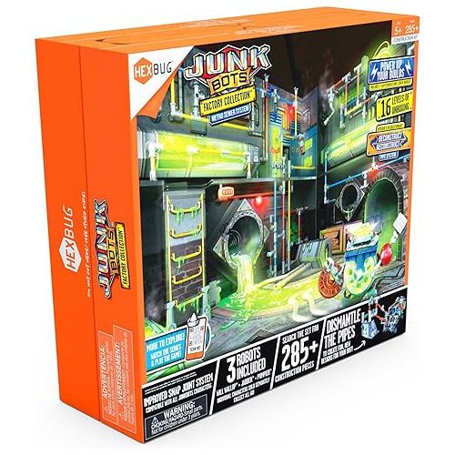  HEXBUG JUNKBOTS Large Factory Habitat Metro Sewer System, Surprise Toy Playset, Build and LOL with Boys and Girls, Toys for Kids, 285+ Pieces of Action Construction Figures, for Ages 5 and Up
